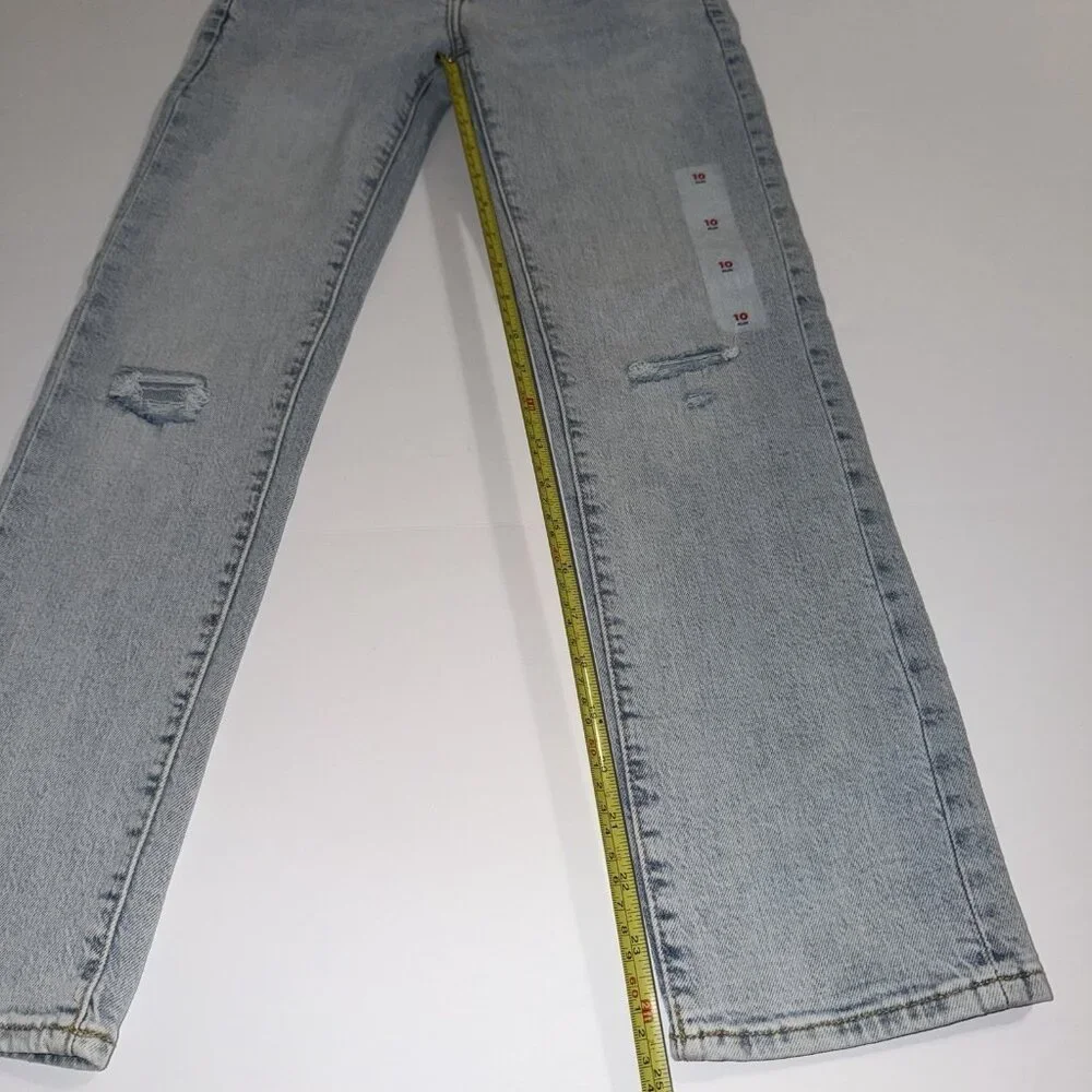 Old Navy Girls Jeans Slim Light Wash Size 10 NEW Adjustable Waist Distressed‎